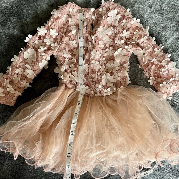 Little girls long sleeve tutu dress with 3D flowers, size 12M - Picture 3 of 5